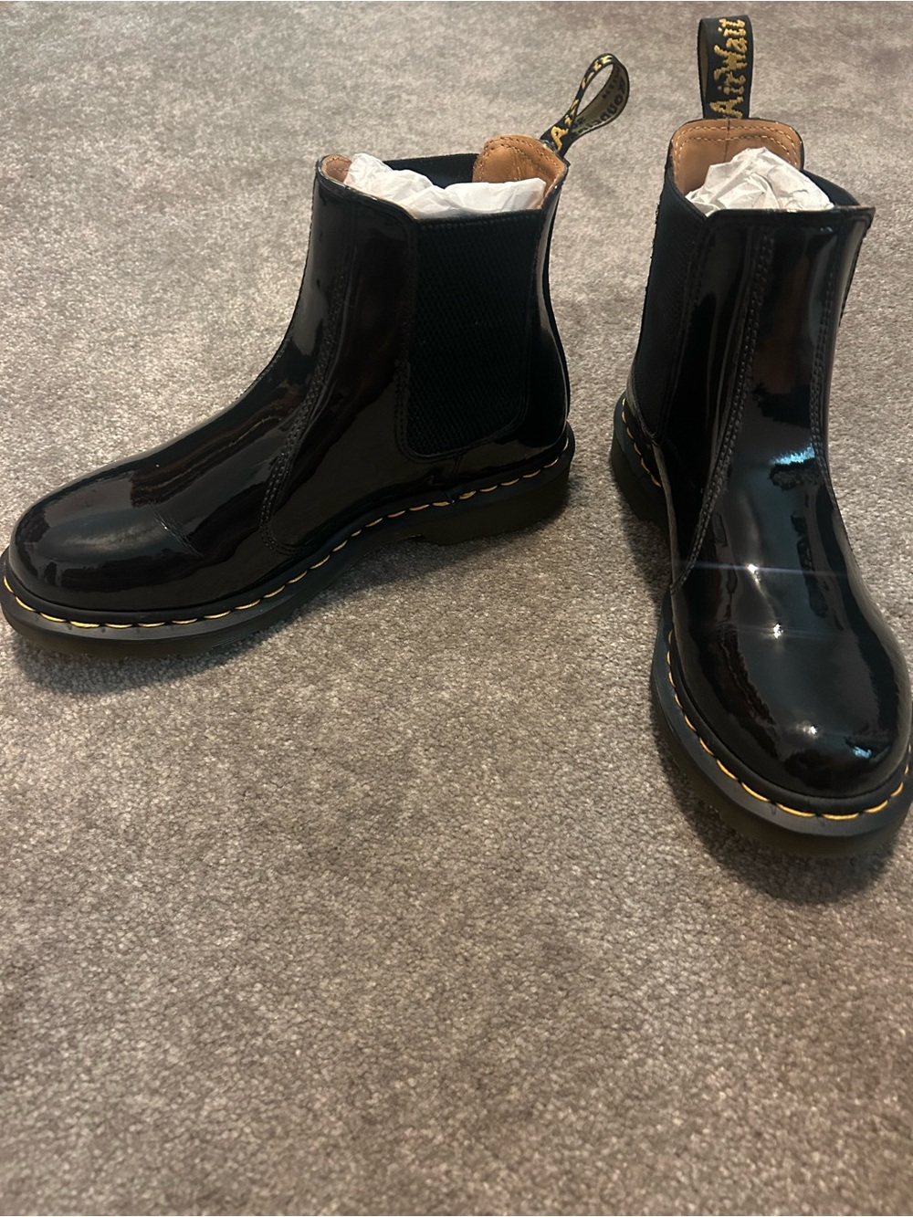 Doc Martens Black Patent Chelsea Boots